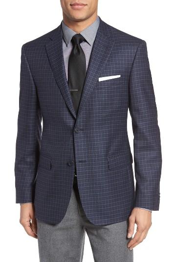 Men's Jb Britches Classic Fit Check Wool Sport Coat R - Blue