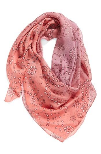 Women's Nordstrom Undone Eyelet Print Silk Scarf, Size - Pink