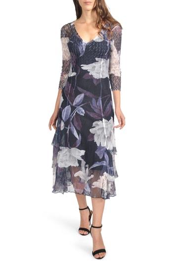 Women's Komarov Floral Tiered Hem Dress - Blue