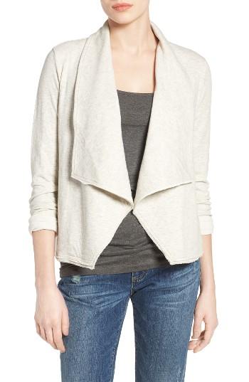 Women's Caslon Knit Drape Front Jacket - Beige