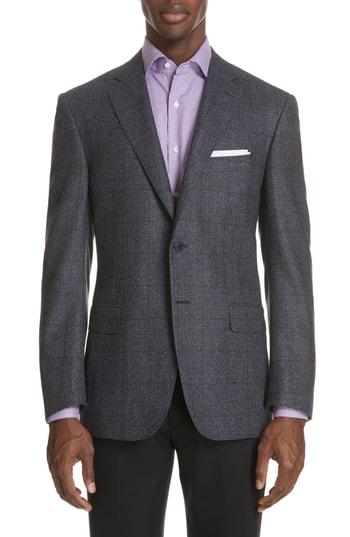 Men's Canali Classic Fit Plaid Wool Sport Coat Us / 56 Eu R - Grey