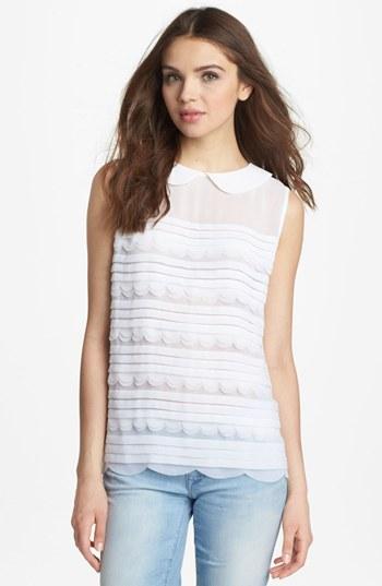 Kensie Scallop Sleeveless Blouse White