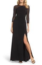 Women's Adrianna Papell Illusion Jersey Gown - Black