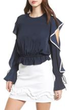 Women's The Fifth Label Juliette Cold Shoulder Ruffle Top, Size - Blue