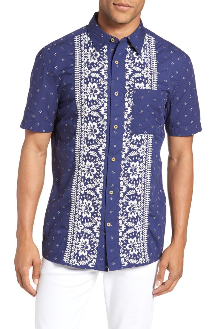 Men's French Connection Iki Lawn Embroidered Shirt