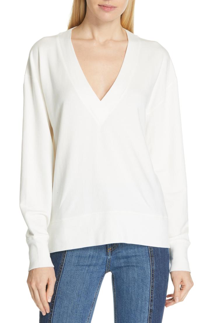 Women's Rag & Bone/jean Flora Oversize Cotton Sweater, Size - White