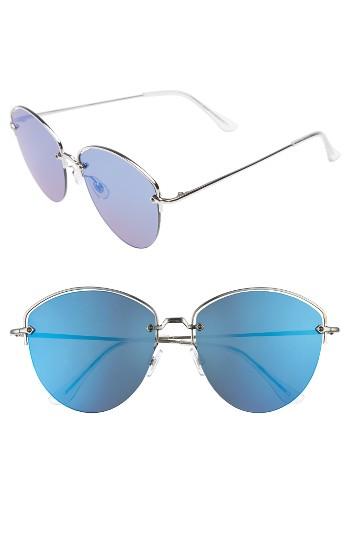 Women's Bp. 60mm Half Frame Aviator Sunglasses - Silver/ Blue