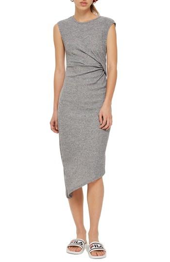 Women's Topshop Side Drape Maxi Dress Us (fits Like 10-12) - Grey