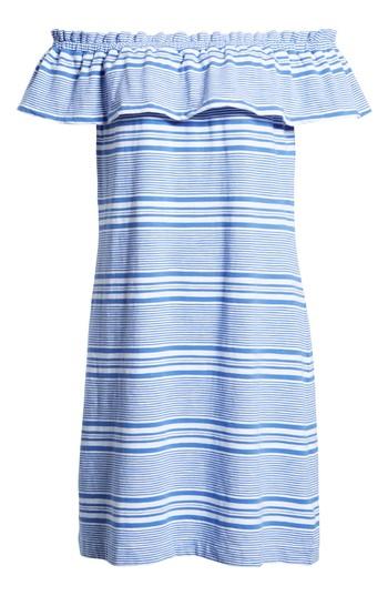 Women's Vineyard Vines Stripe Off The Shoulder Ruffle Knit Dress - Blue