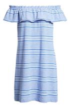 Women's Vineyard Vines Stripe Off The Shoulder Ruffle Knit Dress - Blue
