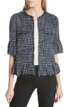 Women's Kate Spade New York Flounced Sleeve Tweed Jacket, Size - Blue