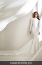 Women's Atelier Pronovias Resal Fringe Back Mermaid Gown, Size In Store Only - Ivory