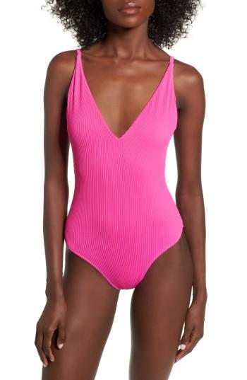 Women's Topshop Pamela One-piece Swimsuit Us (fits Like 14) - Pink