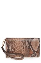 Women's Nordstrom Sara Python Print Leather Wristlet - Beige