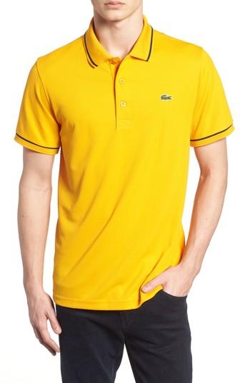 Men's Lacoste Sport Piped Pique Tech Polo (m) - Yellow