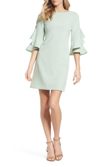 Women's Taylor Dresses Ruffle Sleeve Shift Dress - Green