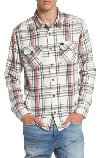 Men's Rvca Camino Plaid Flannel Shirt, Size - Grey