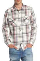 Men's Rvca Camino Plaid Flannel Shirt, Size - Grey