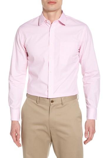 Men's Nordstrom Men's Shop Trim Fit No-iron Stripe Dress Shirt 32/33 - Pink