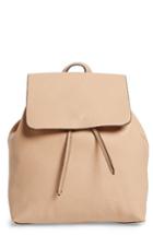 Street Level Faux Leather Backpack - Beige