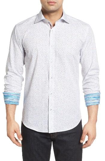 Men's Bugatchi Shaped Fit Anchor Print Sport Shirt