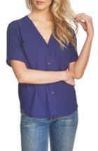 Women's 1.state V-neck Button Front Blouse, Size - Blue