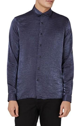 Men's Topman Classic Fit Glitter Shirt - Purple