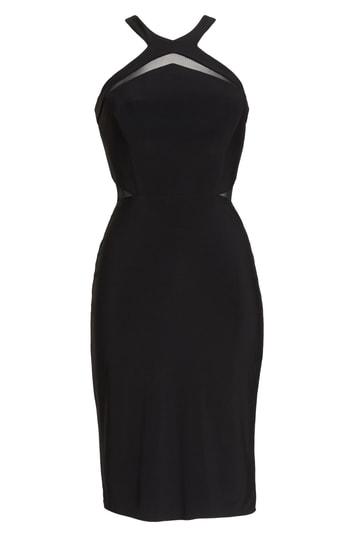 Women's Morgan & Co. Mesh Inset Sheath Dress /4 - Black