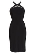Women's Morgan & Co. Mesh Inset Sheath Dress /4 - Black