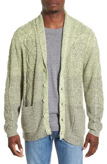 Men's Original Paperbacks 'boston' Colorblock Mixed Knit Shawl Collar Cardigan - Green