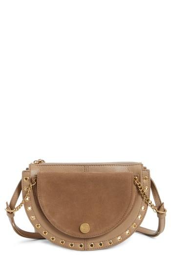 See By Chloe Kriss Leather & Suede Grommet Shoulder Bag - Beige