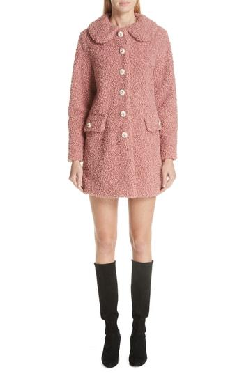 Women's Shrimps Bridget Peter Pan Collar Faux Fur Coat Us / 10 Uk - Pink