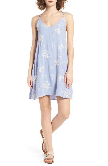 Women's Lush Embroidered Shift Dress - Blue