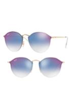 Women's Ray-ban Blaze 59mm Round Mirrored Sunglasses - Gold