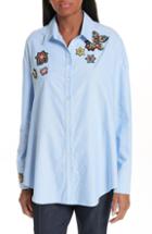 Women's Cinq A Sept Arleigh Beaded Patch Top /small - Blue