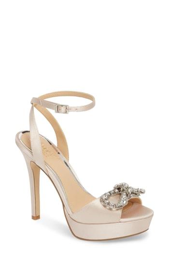Women's Jewel Badgley Mischka Mildred Crystal Bow Platform Sandal M - Metallic