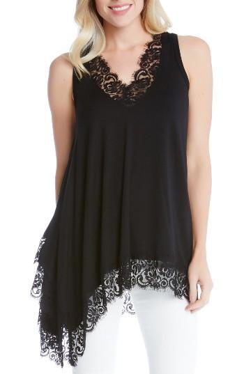 Women's Karen Kane Lace Trim Asymmetrical Top