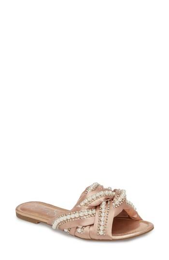 Women's Jessica Simpson Rhondalin Embellished Slide Sandal W(omen() M - Pink