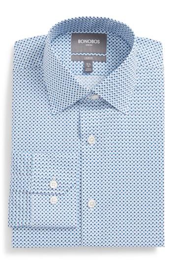 Men's Bonobos Easton Slim Fit Geometric Print Dress Shirt 35 - Blue