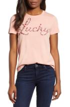 Women's Lucky Brand Flower Embroidered Tee - Pink