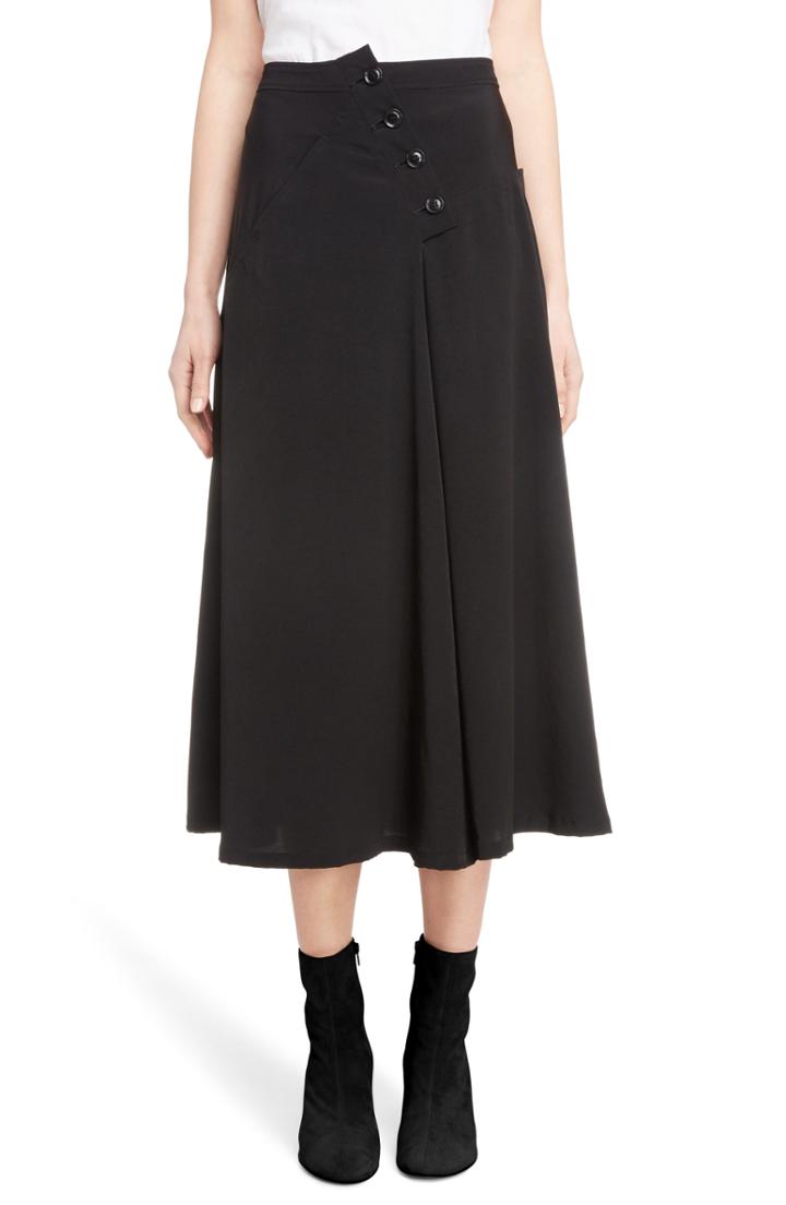 Women's Y's By Yohji Yamamoto Button Detail A-line Skirt - Black