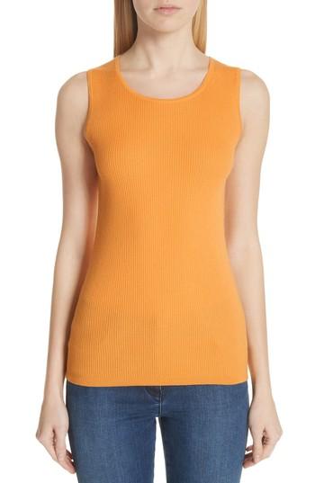 Women's St. John Collection Rib Knit Cashmere Shell - Yellow