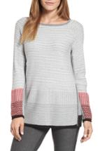 Women's Nic+zoe Balance Side Zip Cotton Blend Sweater - Grey
