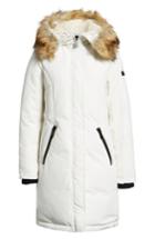 Women's Sam Edelman Faux Fur Trim Down Jacket, Size - White