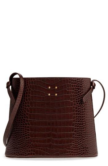 Trademark Sybil Croc Embossed Leather Tote - Brown