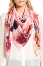 Women's Nordstrom Print Silk Square Scarf, Size - Coral