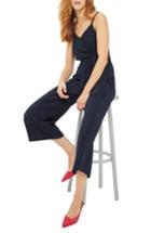 Women's Topshop Pinstripe Tie Waist Jumpsuit