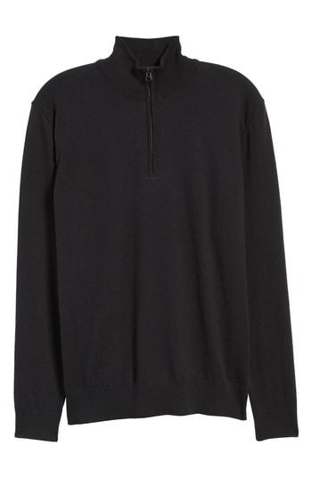 Men's French Connection Stretch Cotton Quarter Zip Sweater - Blue