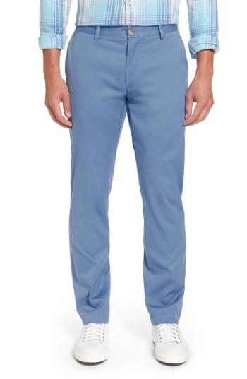Men's Vineyard Vines Breaker Flat Front Stretch Cotton Pants X 32 - Blue