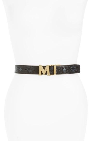 Women's Mcm 'visetos' Reversible Leather Belt
